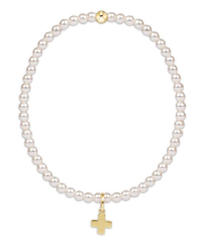 enewton Classic Pearl 3mm Bead Bracelet - Signature Cross Gold Disc main image 0