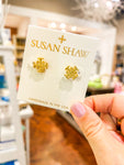 Susan Shaw Gold Multi Cross Stud Earring
