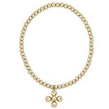 enewton classic gold 3mm bead bracelet-classic beaded signature cross gold charm-4mm gold