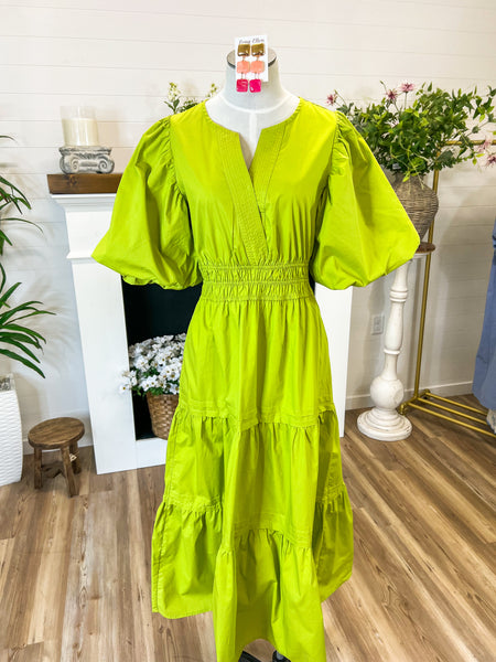 Chartreuse Midi Dress