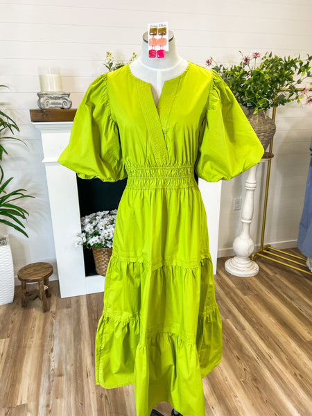 Chartreuse Midi Dress – Lena Ellen Boutique