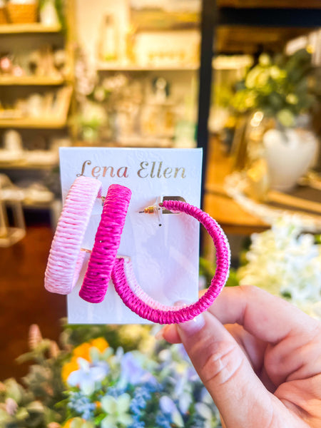 Raffia Hoops-Pink