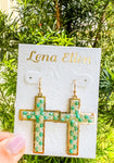 Andrea Cross Earrings-Turquoise Mix