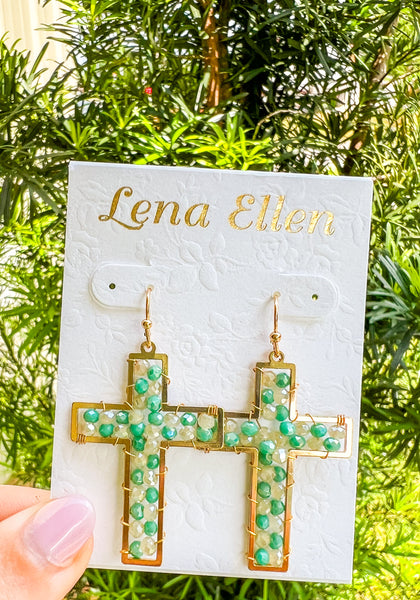 Andrea Cross Earrings-Turquoise Mix