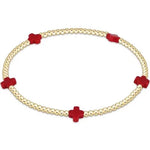 enewton signature cross small gold pattern 2mm bead bracelet-red