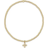 enewton classic gold 2mm bead bracelet-signature cross beaded small gold charm