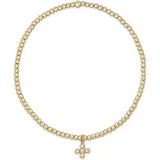 enewton classic gold 2mm bead bracelet-signature cross beaded small gold charm