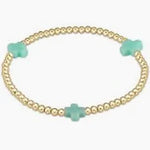 enewton egirl signature cross gold pattern 3mm bead bracelet-mint