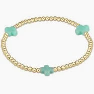 enewton egirl signature cross gold pattern 3mm bead bracelet-mint