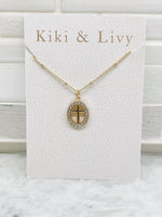 Oval Rhinestone Cross Necklace