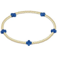 enewton signature cross small gold pattern 2mm bead bracelet-cobalt