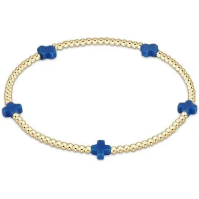 enewton signature cross small gold pattern 2mm bead bracelet-cobalt