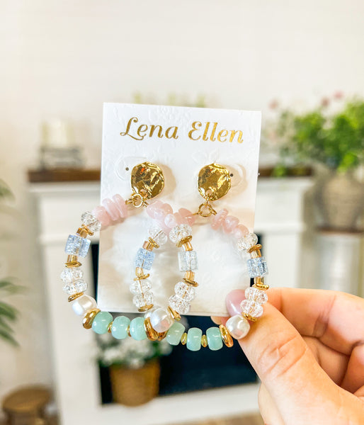 Anne Earrings-Pink/Mint