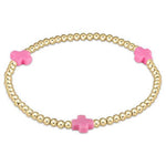 enewton signature cross gold pattern 3mm bead bracelet-bright pink