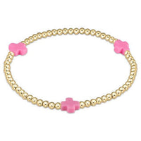 enewton signature cross gold pattern 3mm bead bracelet-bright pink
