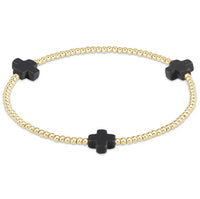 enewton signature cross gold pattern 2mm bead bracelet-charcoal