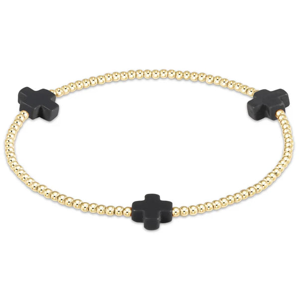 enewton signature cross gold pattern 2mm bead bracelet-charcoal