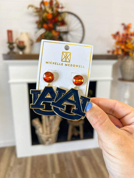 AU Navy Logo Earrings Michelle Mcdowell