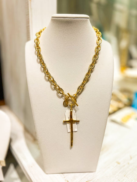Susan Shaw Elongated Cross Necklace