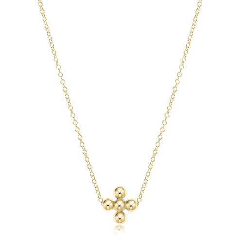 enewton 16" necklace gold-classic beaded signature cross gold-4mm bead gold