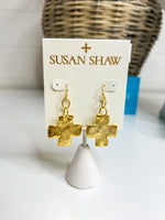 Susan Shaw Gold Cross Earrings Flat