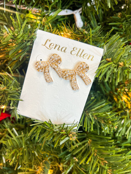 Pearly-Cute Bow Studs
