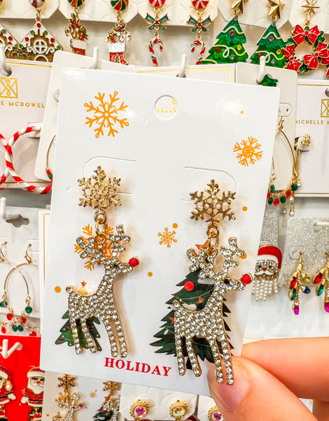 Sparkly Reindeer Earrings