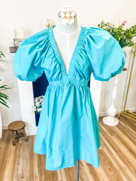 Aqua Mini Dress