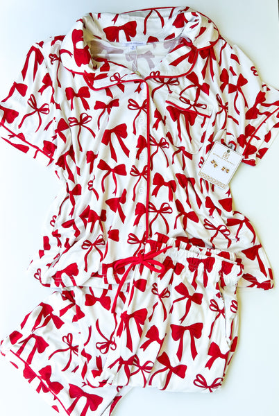 Charlotte Crimson Bows Pant Set