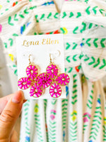 Beaded Flower Earrings-Pink