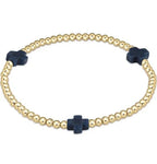 enewton egirl signature cross gold pattern 3mm bead bracelet-navy
