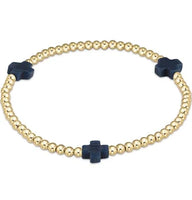 enewton egirl signature cross gold pattern 3mm bead bracelet-navy