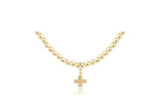enewton 15" choker classic gold 3mm bead-signature cross gold charm