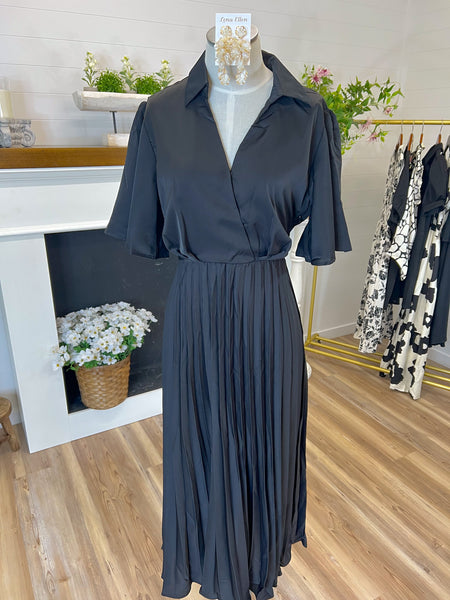 Black Pleated Midi