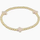 enewton egirl signature cross gold pattern 3mm bead bracelet- off white
