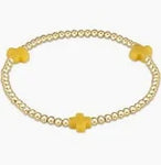 enewton egirl signature cross gold pattern 3mm bead bracelet-canary