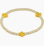 enewton egirl signature cross gold pattern 3mm bead bracelet-canary