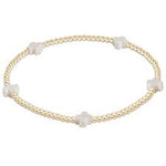enewton egirl signature cross small gold pattern 2mm bead bracelet-off white
