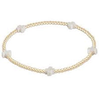 enewton egirl signature cross small gold pattern 2mm bead bracelet-off white