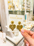 Susan Shaw Gold Heart with Beaded Top Earrings