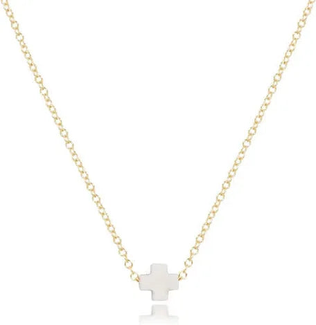 enewton 16" necklace gold-signature cross small off-white