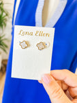 Dainty Clover Studs-White