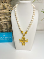 Susan Shaw Modern Cross Fresh-Water Pearl Necklace