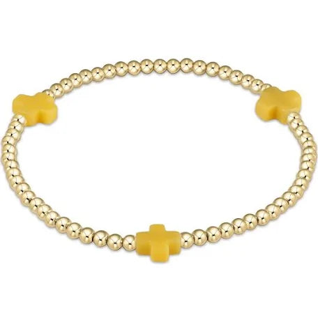 enewton signature cross gold pattern 3mm bead bracelet-canary