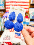 Raffia Earrings-Blue