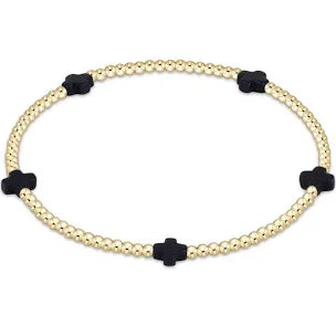 enewton signature cross small gold pattern 2mm bead bracelet-navy