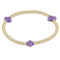 enewton signature cross gold pattern 3mm bead bracelet-purple