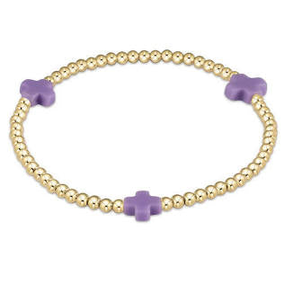 enewton signature cross gold pattern 3mm bead bracelet-purple