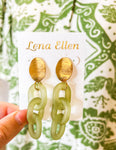 Acrylic Chain Earrings-Green