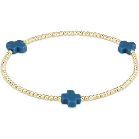enewton signature cross gold pattern 2mm bead bracelet-cobalt